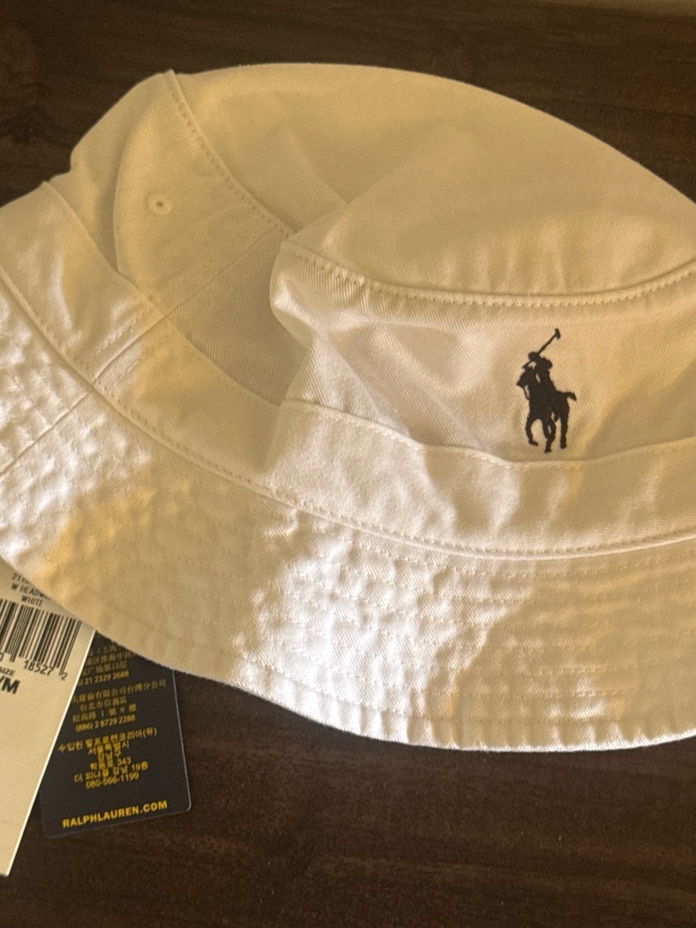 Ralph Lauren White Bucket Hat with Black Polo Logo - Picture 2 of 4